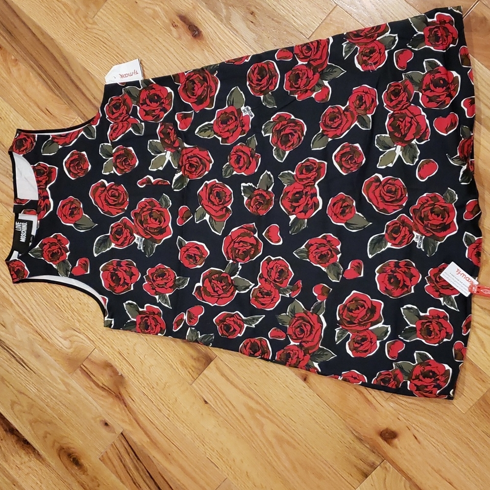 New Love Moschino black Rose Print Dress